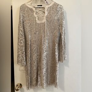 Hale Bob silver metallic long sleeved dress. Never worn.